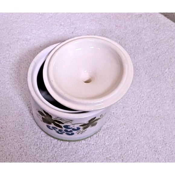 Harmony House, Blue Grapes, Ironstone, Mid Century Modern, Covered Sugar Bowl - Picture 4 of 8